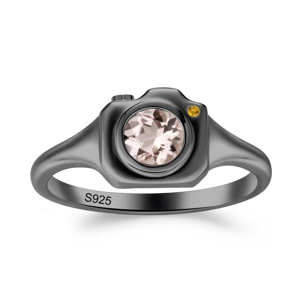 Creative Morganite and Citrine Statement Ring - LUO Jewelry #metal_black finish sterling silver