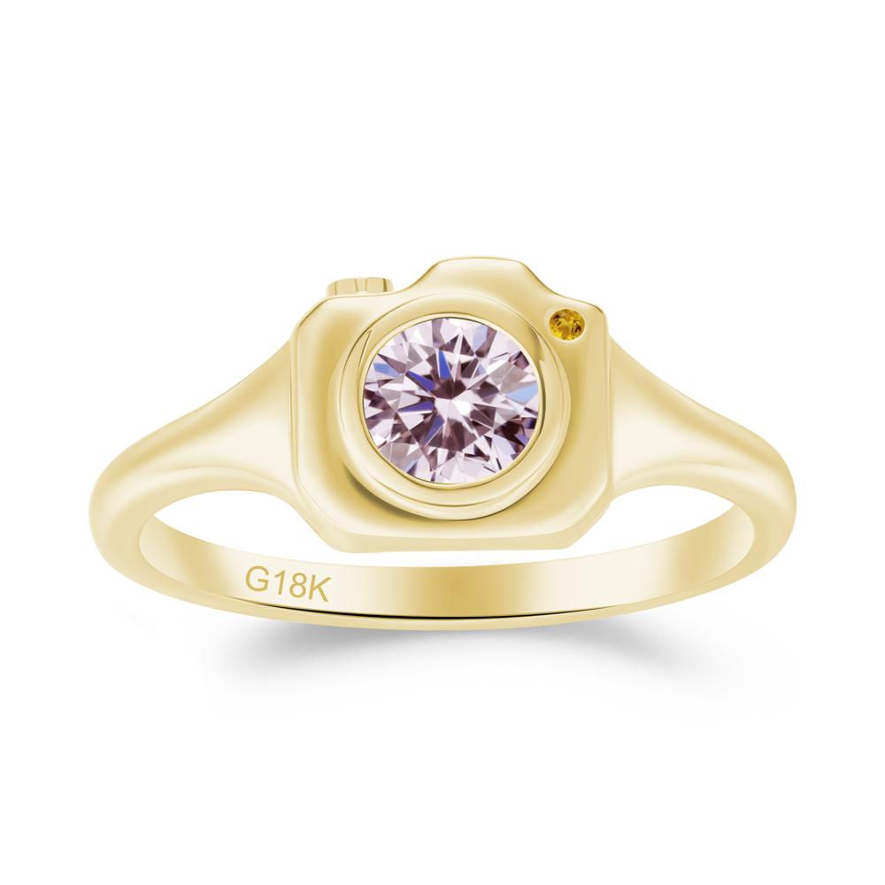 Creative Photography Inspired Pink Cubic Zirconia and Citrine Ring - LUO Jewelry #metal_18k yellow gold