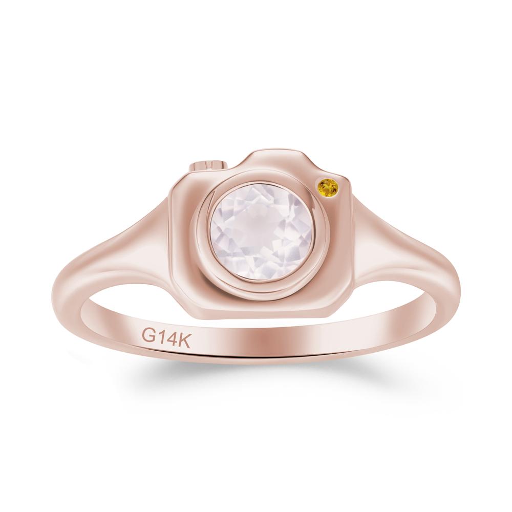 Creative Rose Quartz and Citrine Statement Ring - LUO Jewelry #metal_14k rose gold