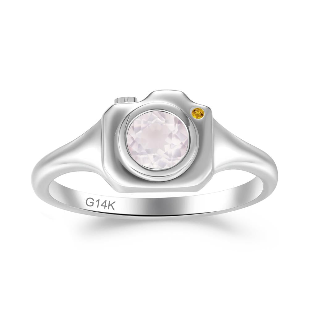 Creative Rose Quartz and Citrine Statement Ring - LUO Jewelry #metal_14k white gold