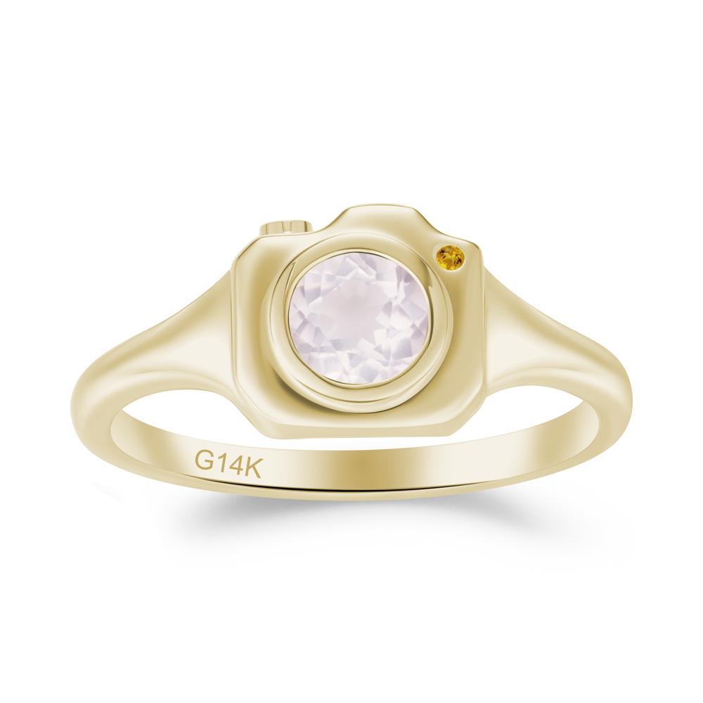 Creative Rose Quartz and Citrine Statement Ring - LUO Jewelry #metal_14k yellow gold