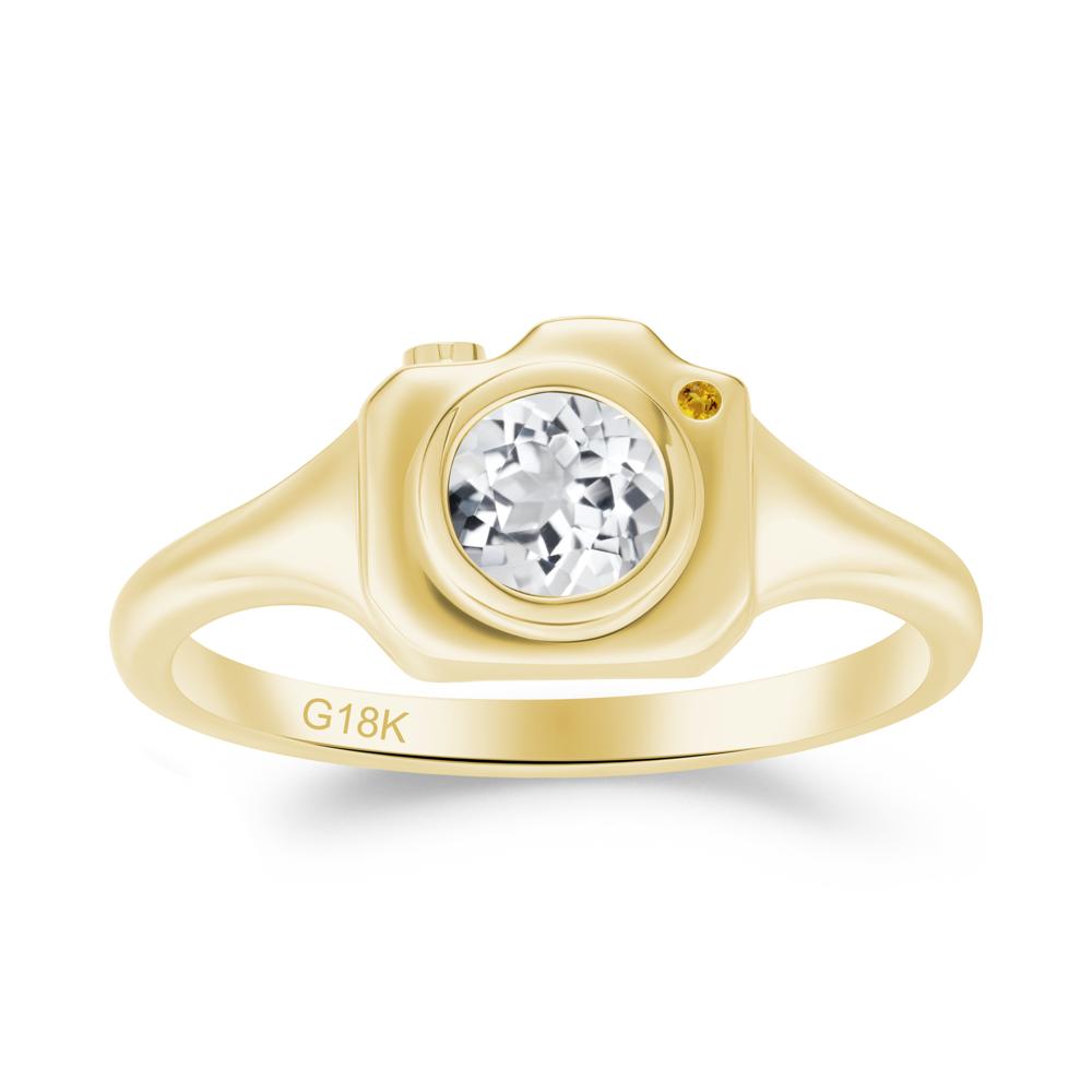 Creative White Topaz and Citrine Statement Ring - LUO Jewelry #metal_18k yellow gold