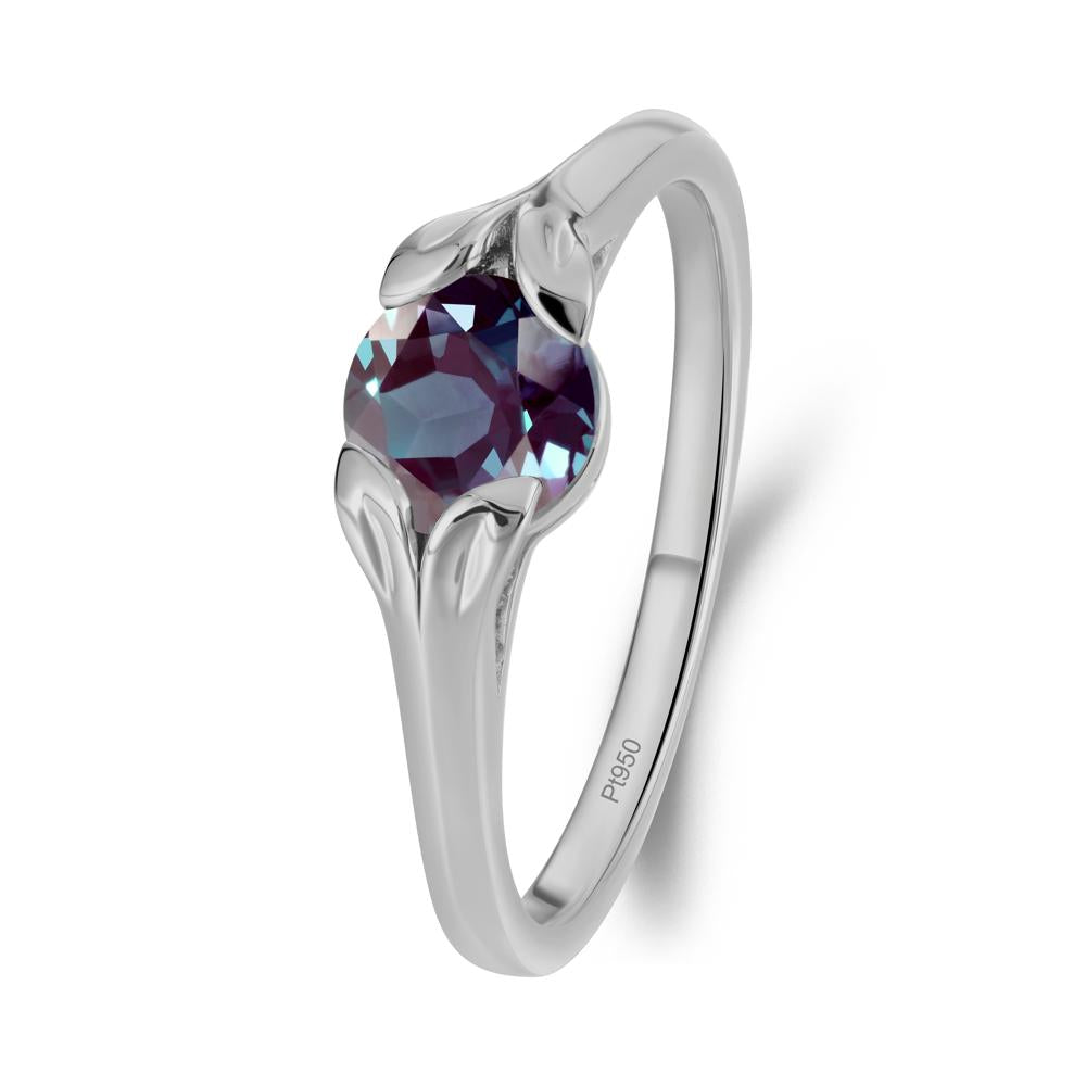 Round Alexandrite Leaf Ring - LUO Jewelry #metal_platinum