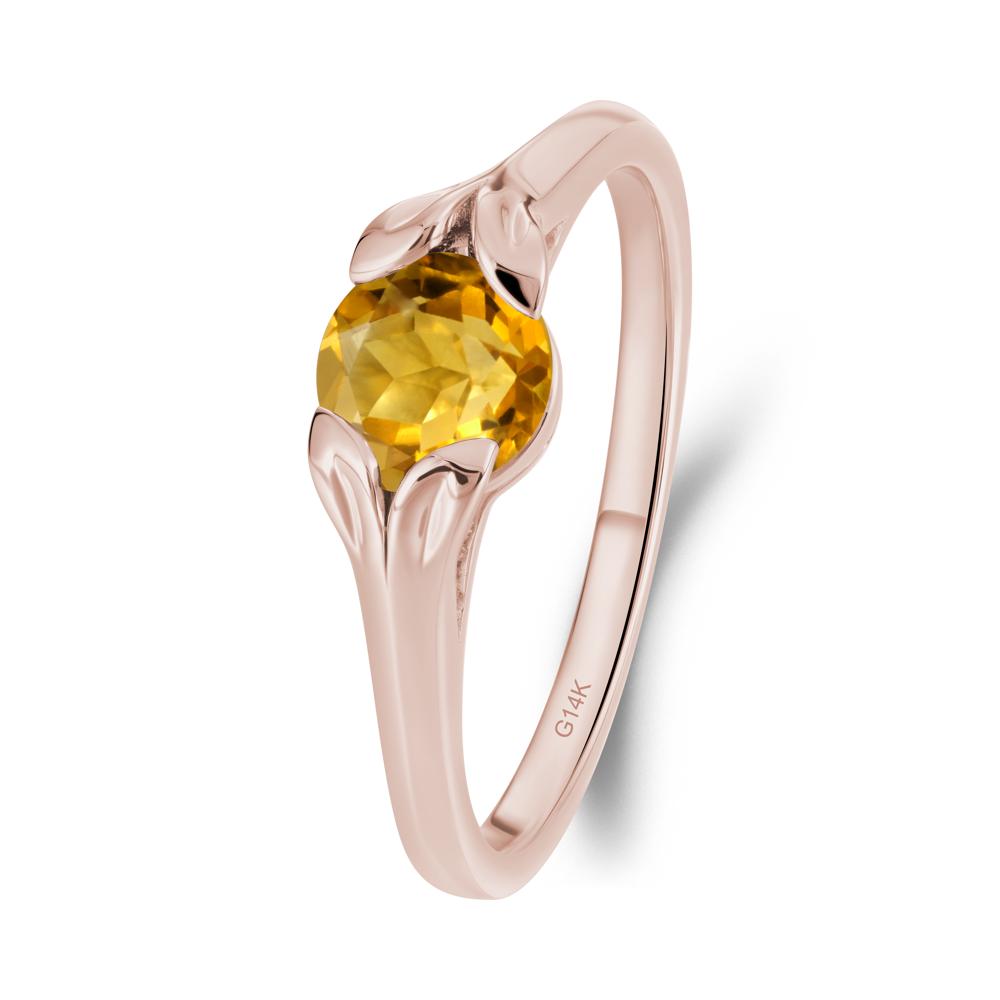 Leaf Inspired Citrine Engagement Ring - LUO Jewelry #metal_14k rose gold