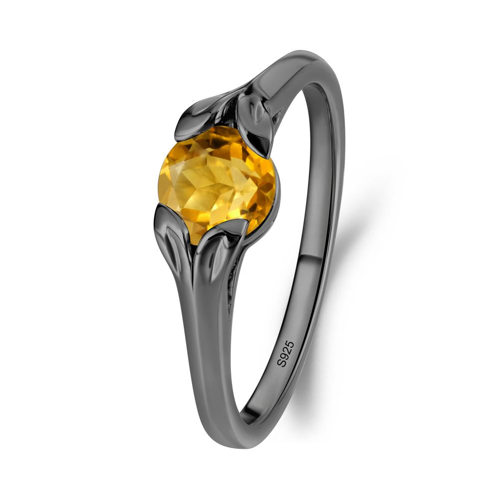 Leaf Inspired Citrine Engagement Ring - LUO Jewelry #metal_black finish sterling silver