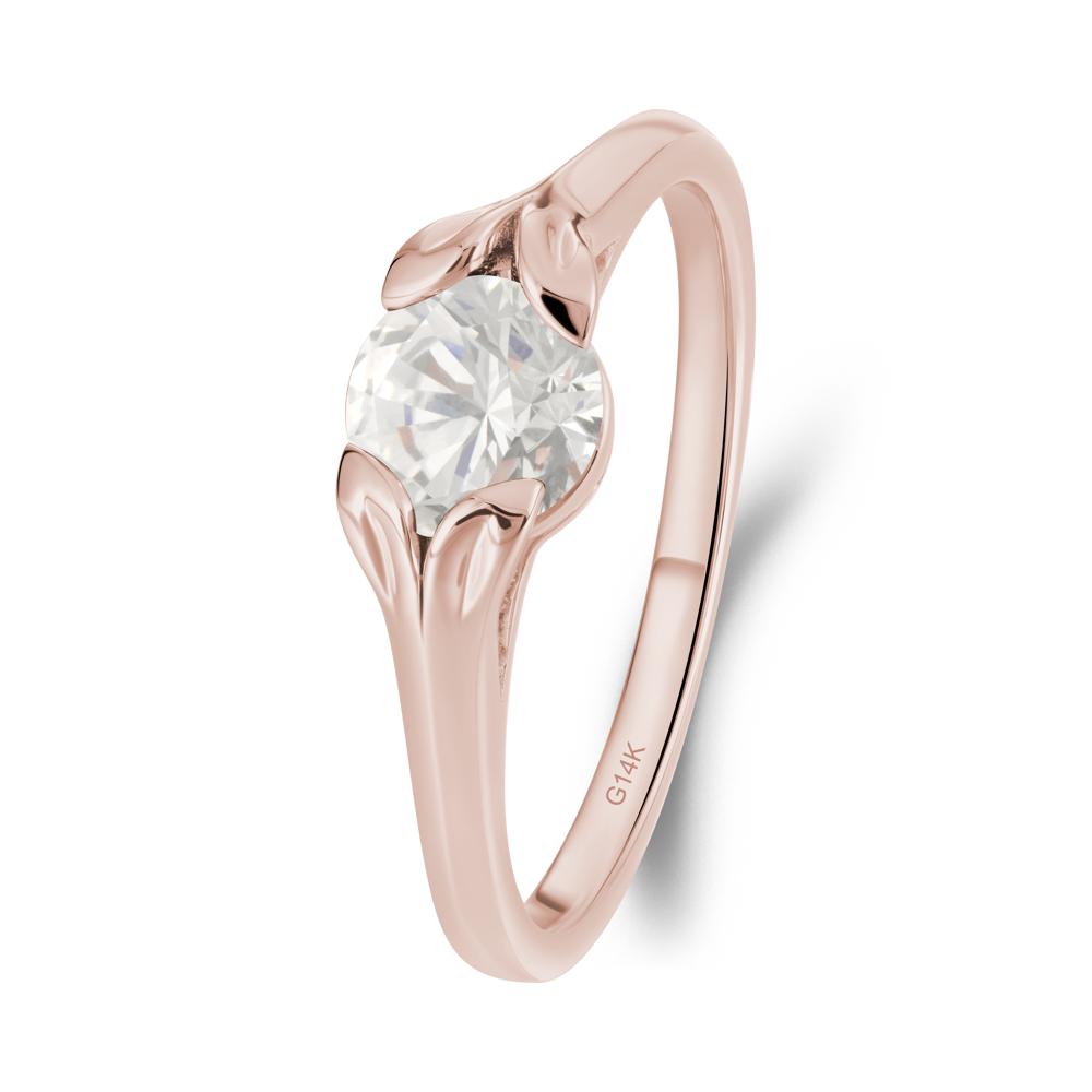 Round Diamond Leaf Ring - LUO Jewelry #metal_14k rose gold