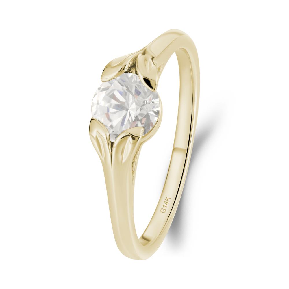 Round Diamond Leaf Ring - LUO Jewelry #metal_14k yellow gold