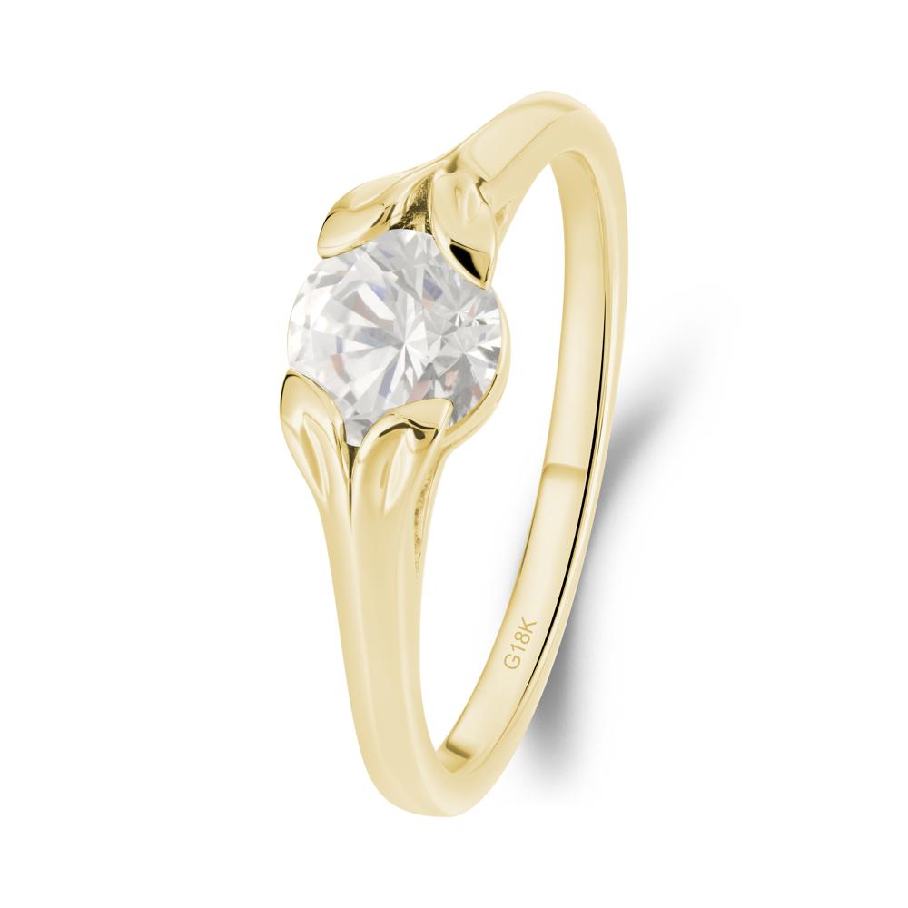Round Diamond Leaf Ring - LUO Jewelry #metal_18k yellow gold