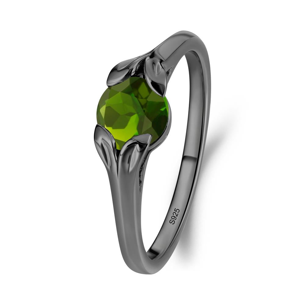Leaf Inspired Diopside Promise Ring - LUO Jewelry #metal_black finish sterling silver