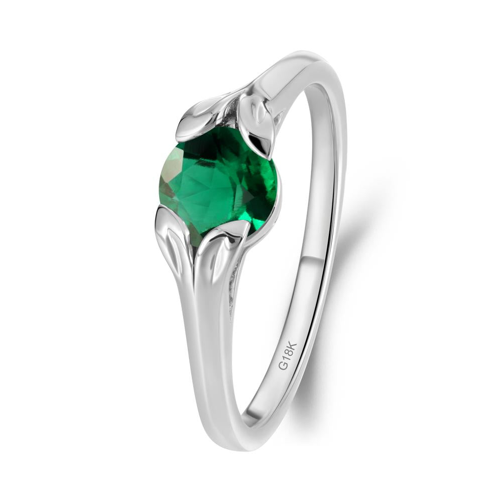Leaf Inspired Emerald Engagement Ring - LUO Jewelry #metal_18k white gold