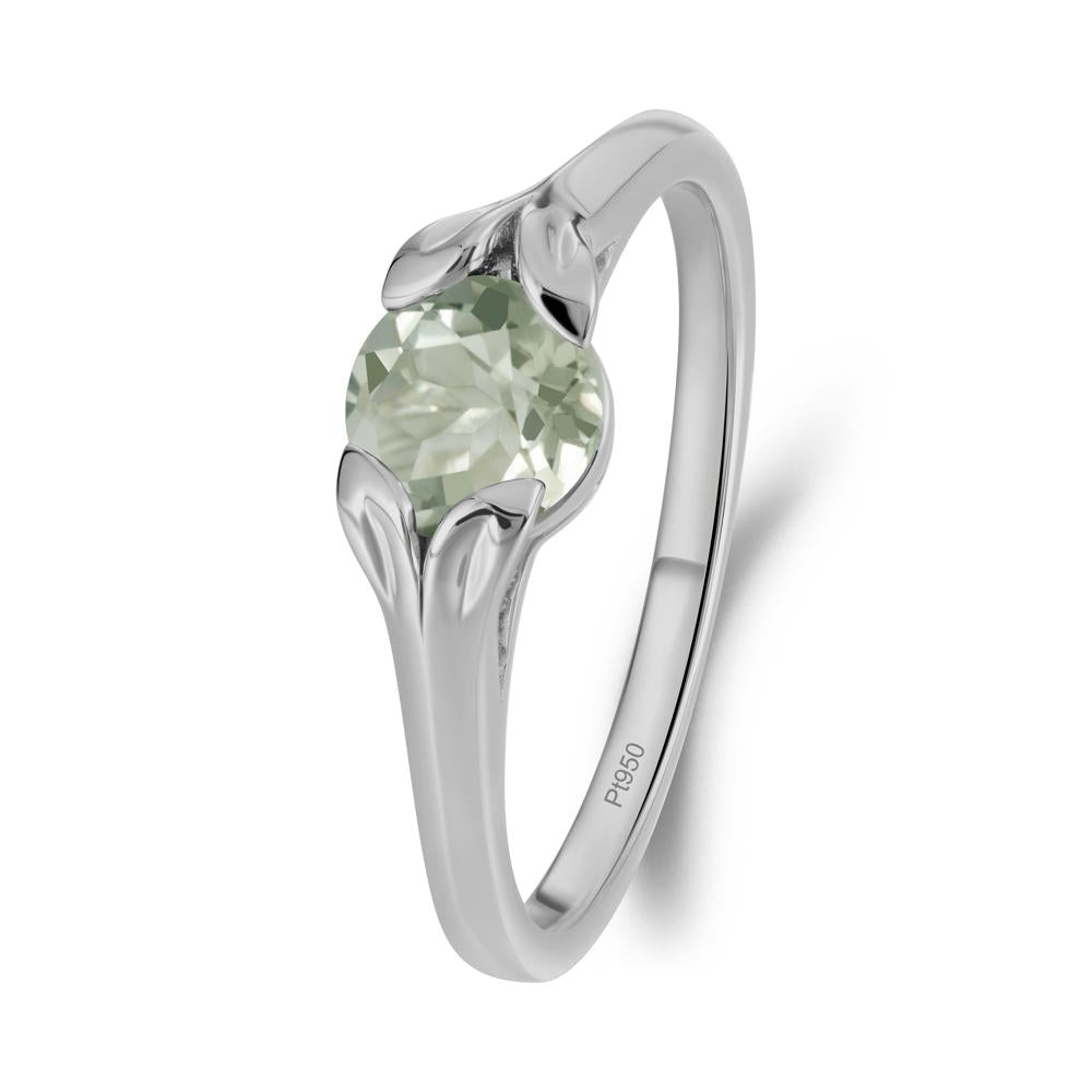Leaf Inspired Green Amethyst Promise Ring - LUO Jewelry #metal_platinum