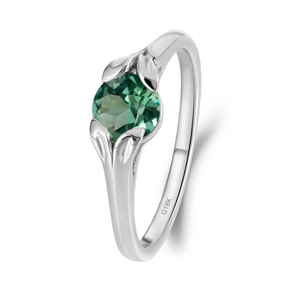 Leaf Inspired Green Sapphire Engagement Ring - LUO Jewelry #metal_18k white gold