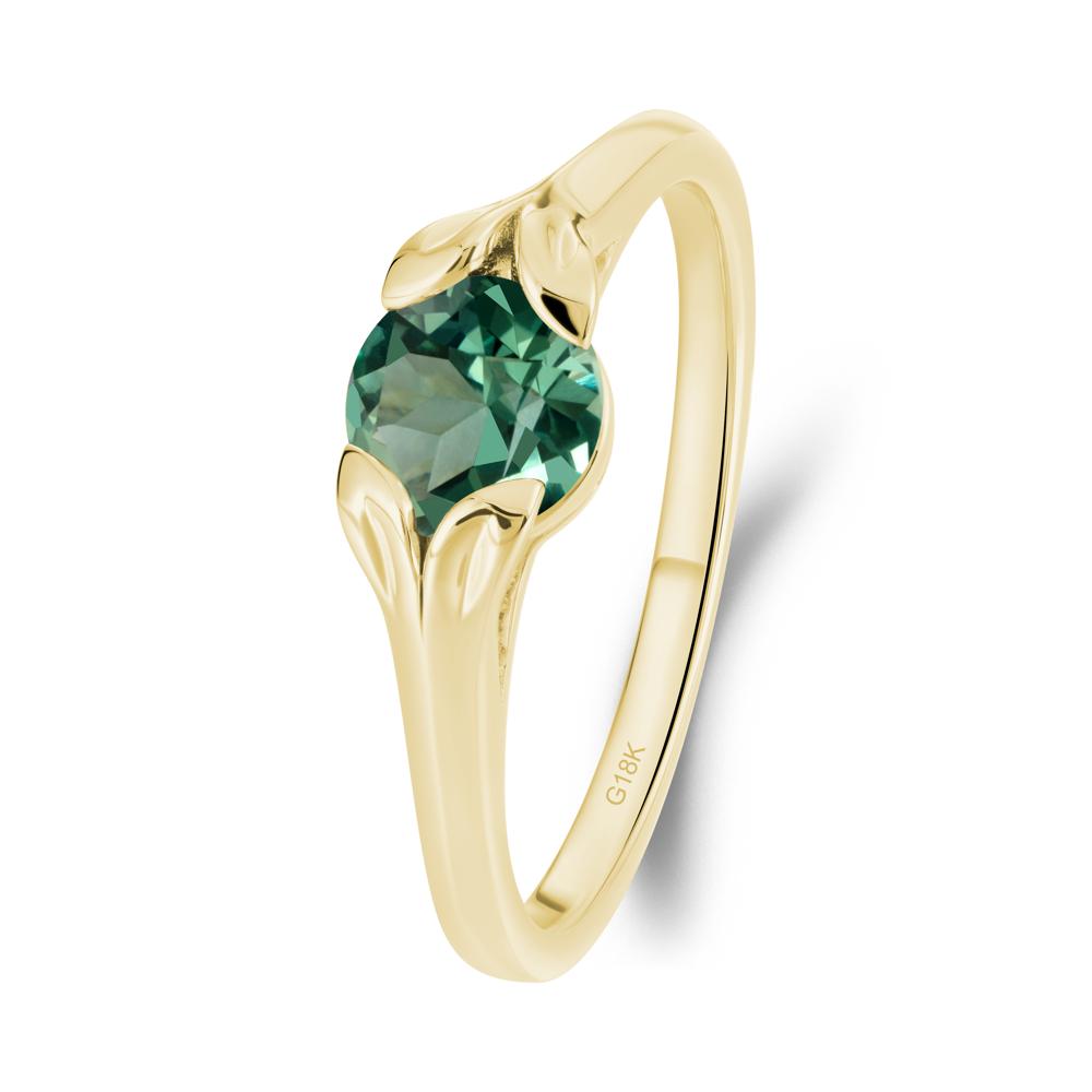 Leaf Inspired Green Sapphire Engagement Ring - LUO Jewelry #metal_18k yellow gold
