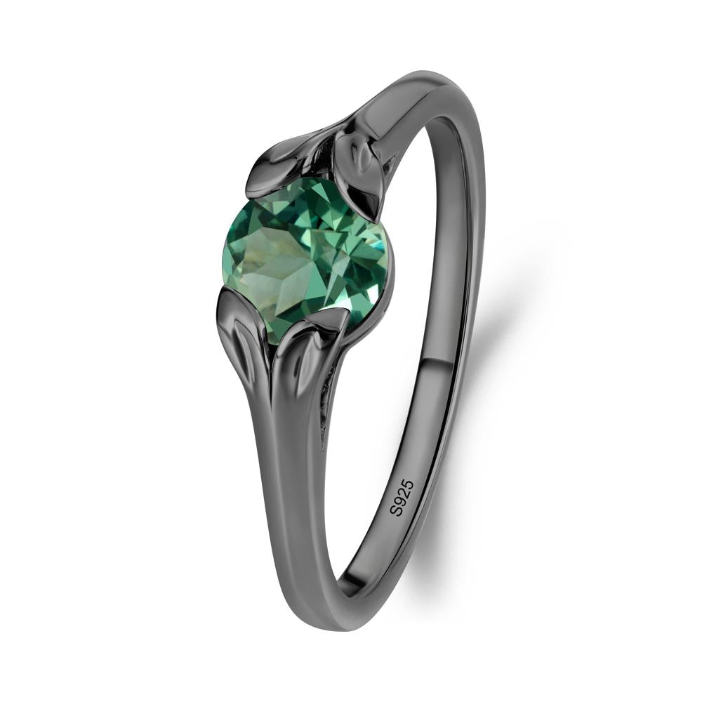 Leaf Inspired Green Sapphire Engagement Ring - LUO Jewelry #metal_black finish sterling silver