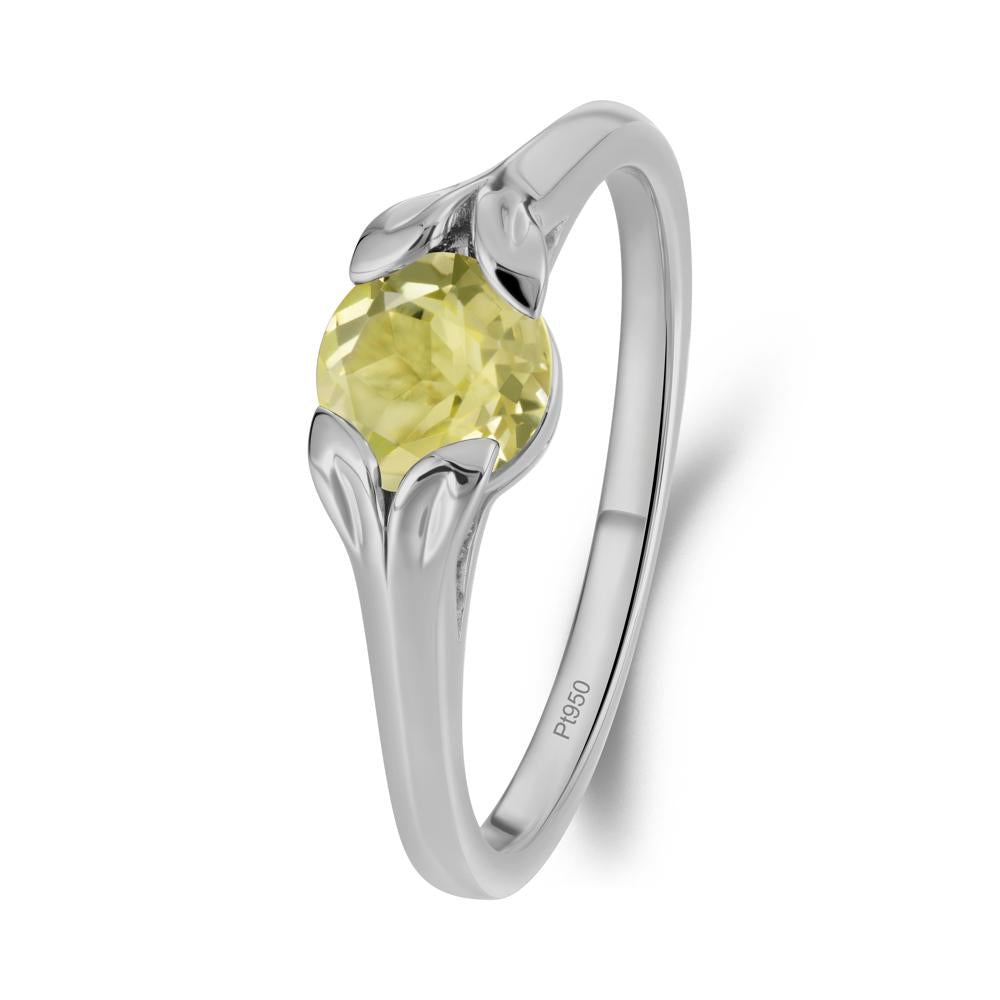 Round Lemon Quartz Leaf Ring - LUO Jewelry #metal_platinum