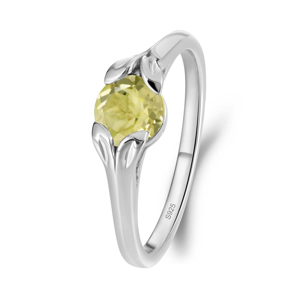 Round Lemon Quartz Leaf Ring - LUO Jewelry #metal_sterling silver