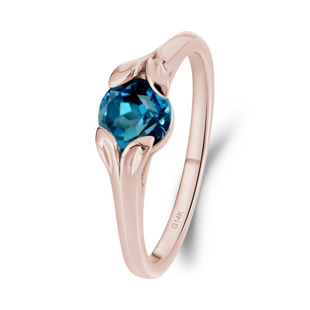 Leaf Inspired London Blue Topaz Engagement Ring - LUO Jewelry #metal_14k rose gold