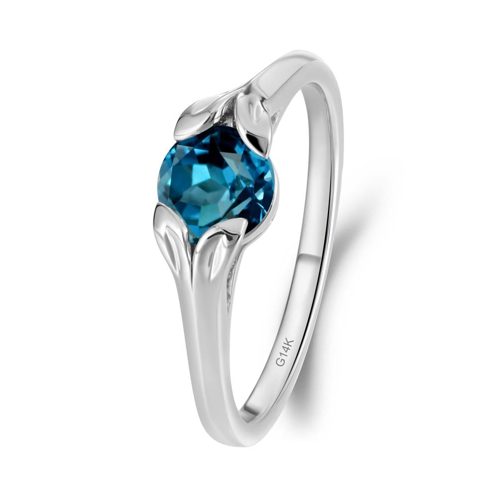 Leaf Inspired London Blue Topaz Engagement Ring - LUO Jewelry #metal_14k white gold