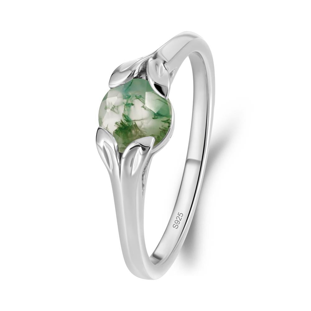 Leaf Inspired Moss Agate Engagement Ring - LUO Jewelry #metal_sterling silver