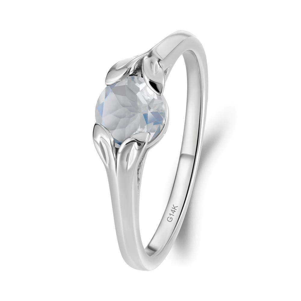 Leaf Inspired Moonstone Promise Ring - LUO Jewelry #metal_14k white gold