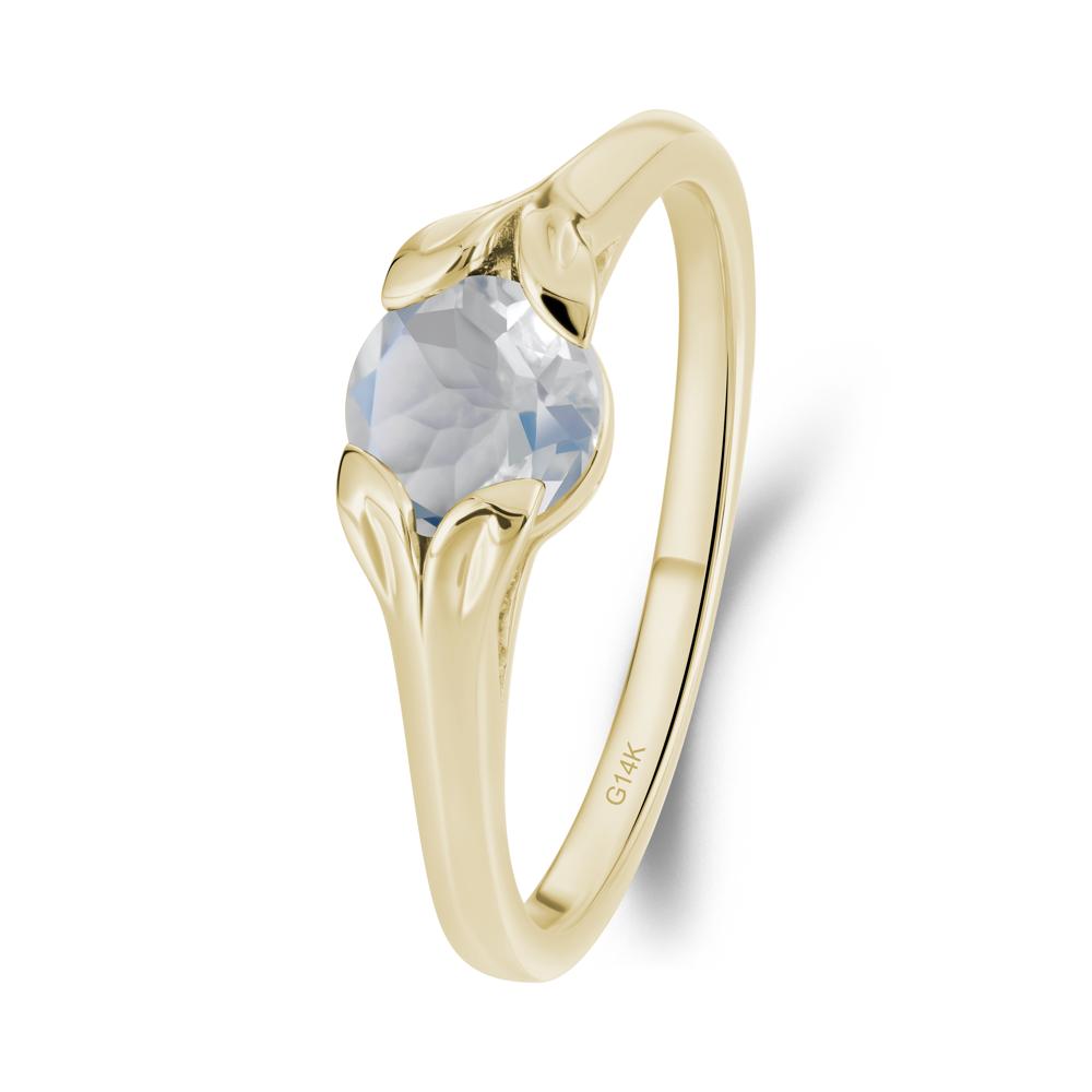 Leaf Inspired Moonstone Promise Ring - LUO Jewelry #metal_14k yellow gold
