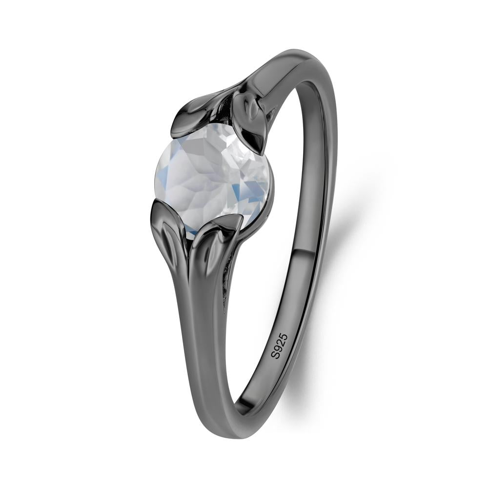 Leaf Inspired Moonstone Promise Ring - LUO Jewelry #metal_black finish sterling silver