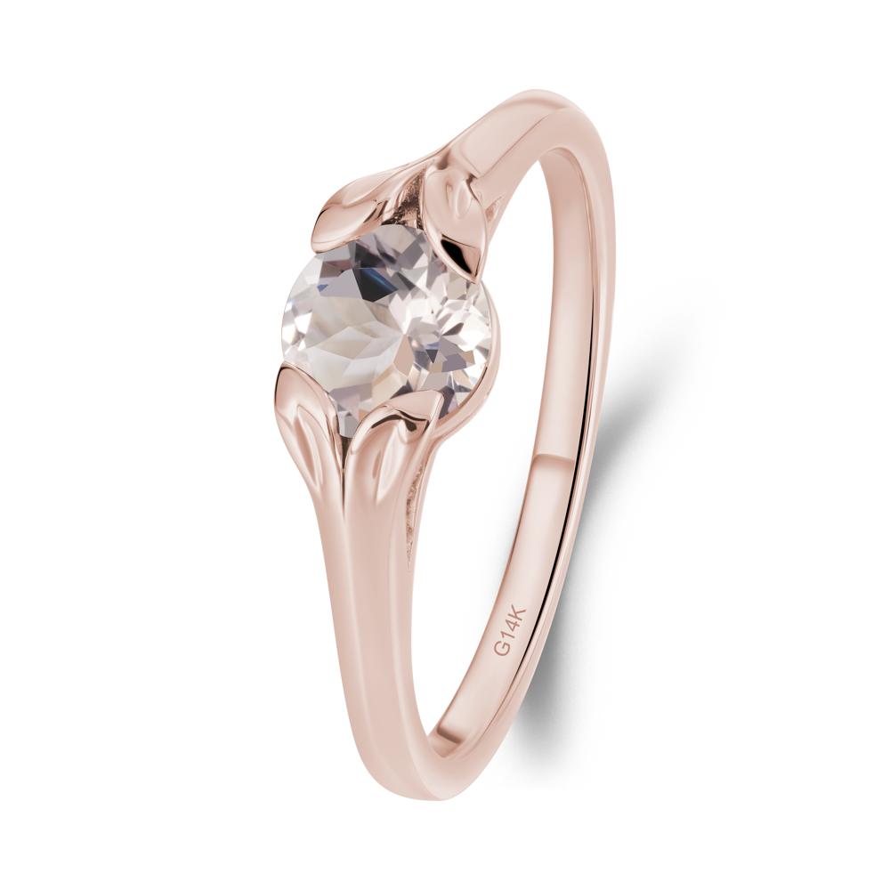 Round Morganite Leaf Ring - LUO Jewelry #metal_14k rose gold