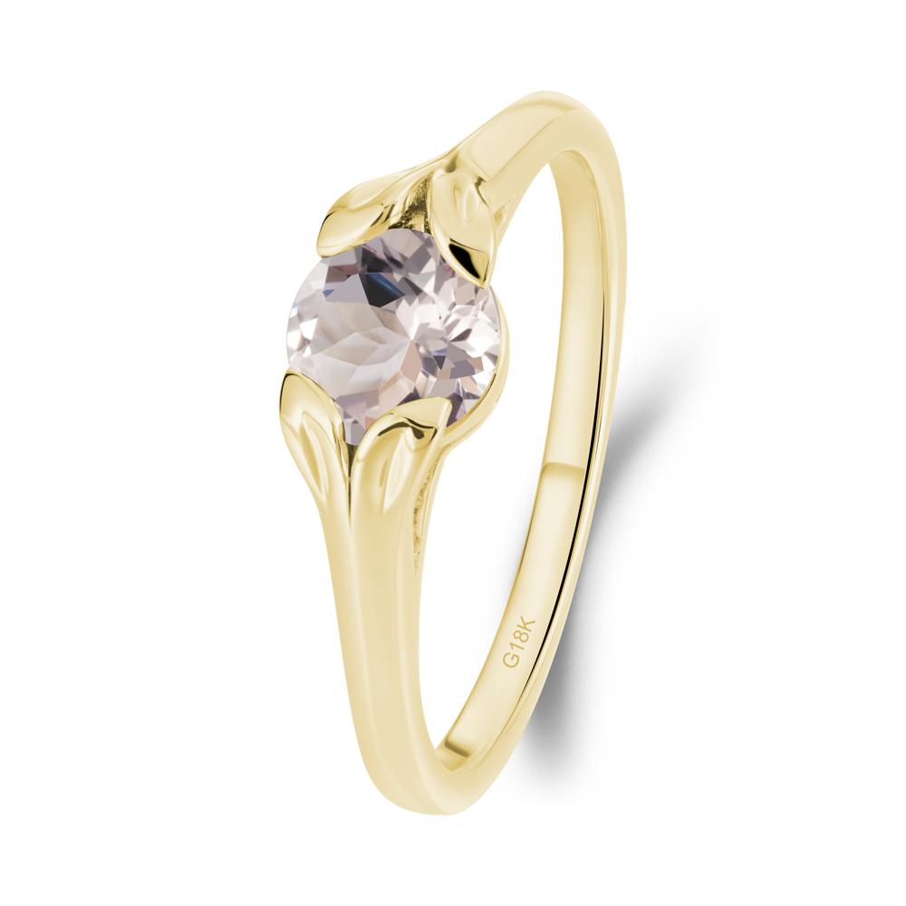 Round Morganite Leaf Ring - LUO Jewelry #metal_18k yellow gold
