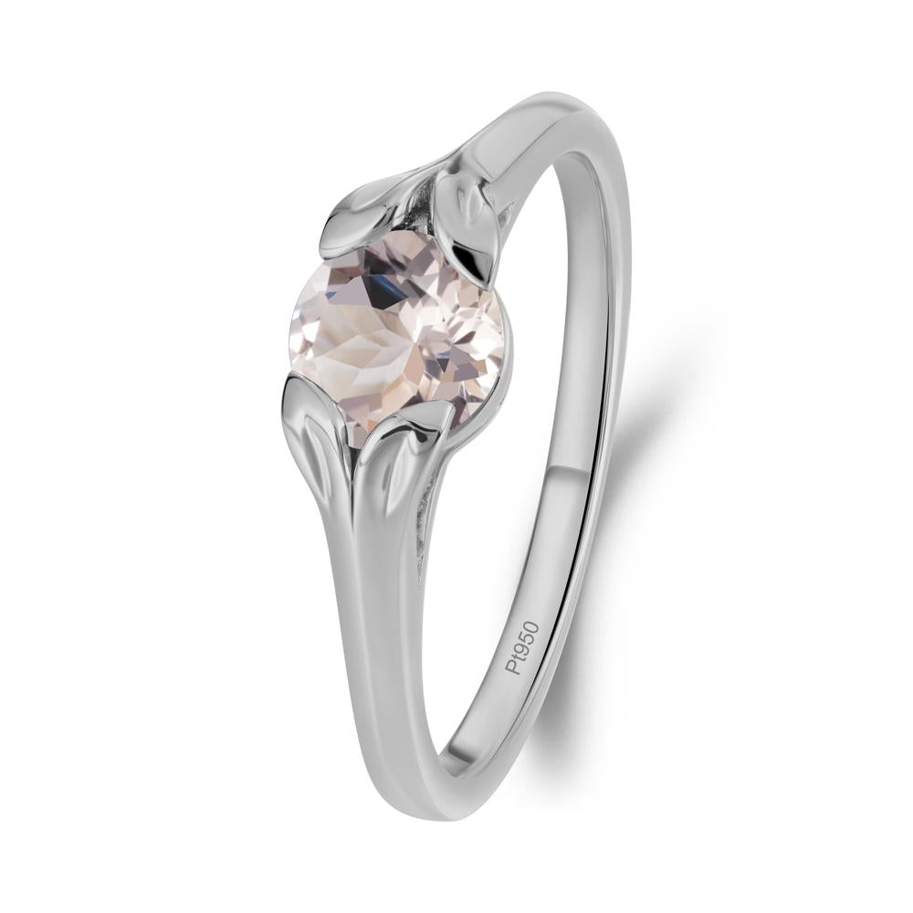 Round Morganite Leaf Ring - LUO Jewelry #metal_platinum