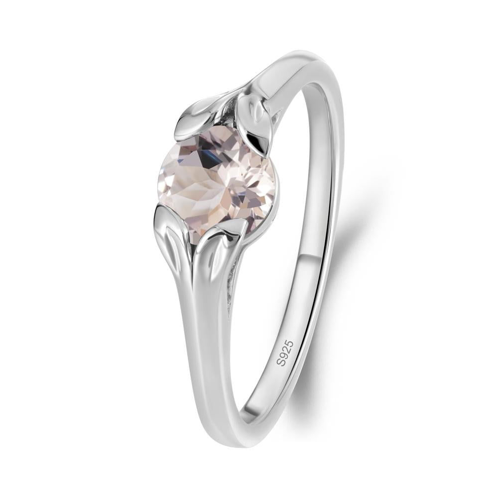 Round Morganite Leaf Ring - LUO Jewelry #metal_sterling silver