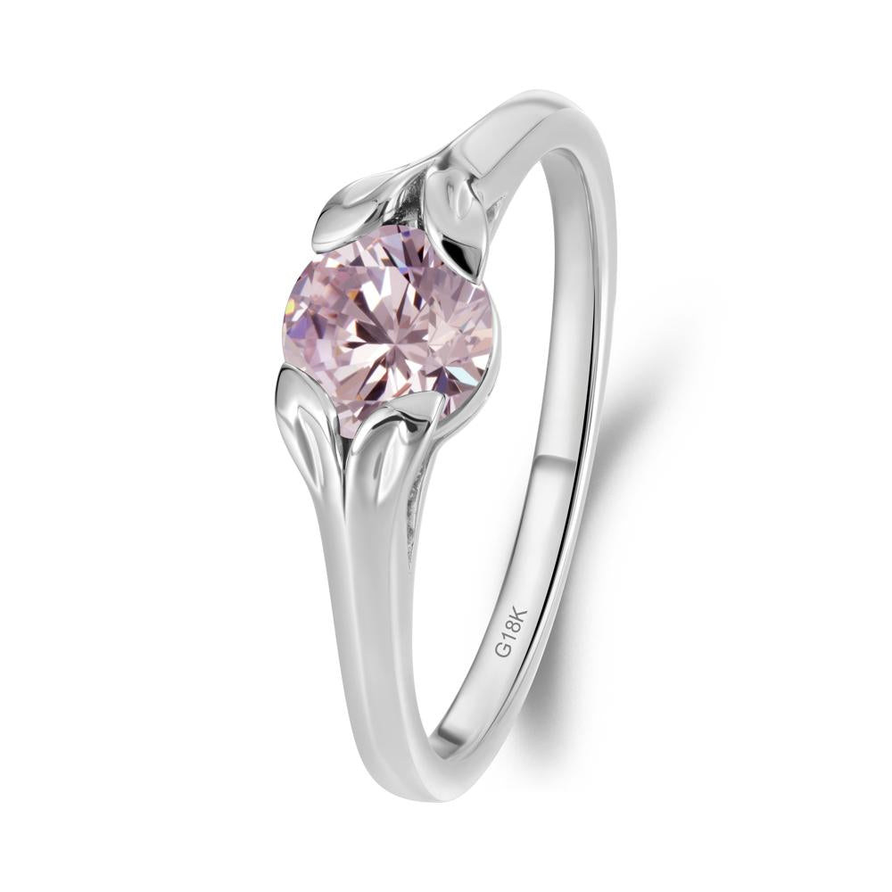 Leaf Inspired Pink Cubic Zirconia Engagement Ring - LUO Jewelry #metal_18k white gold