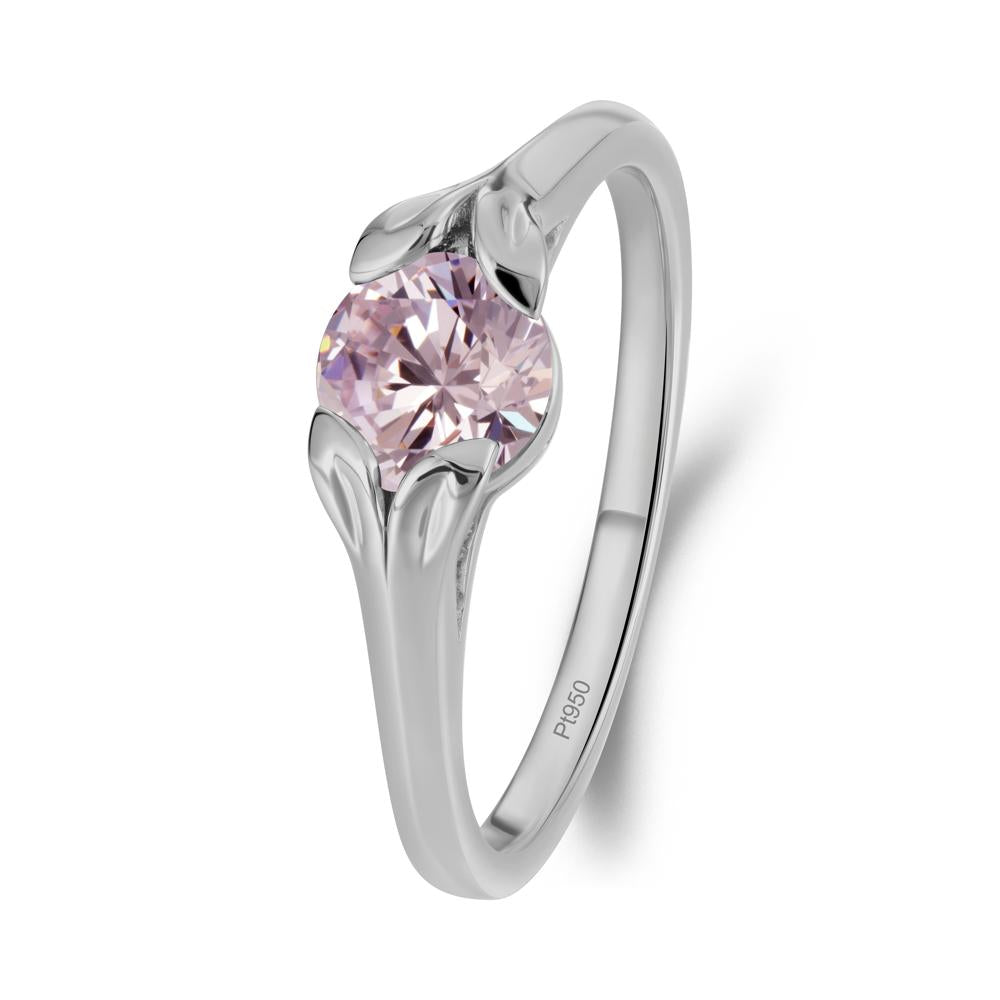 Leaf Inspired Pink Cubic Zirconia Engagement Ring - LUO Jewelry #metal_platinum