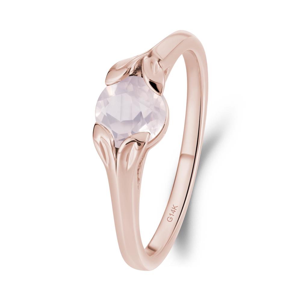 Leaf Inspired Rose Quartz Promise Ring - LUO Jewelry #metal_14k rose gold