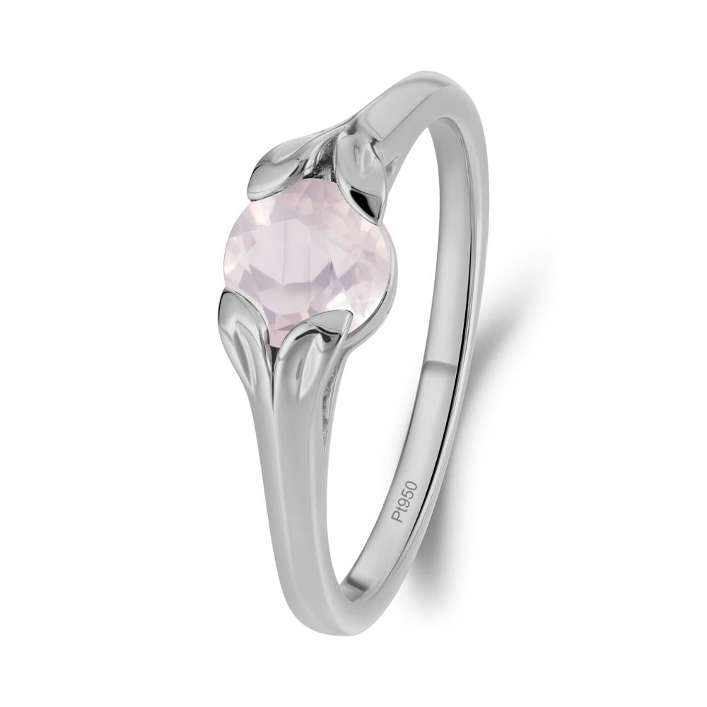 Leaf Inspired Rose Quartz Promise Ring - LUO Jewelry #metal_platinum