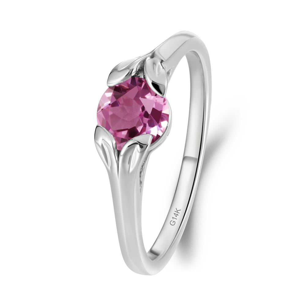Leaf Inspired Pink Sapphire Engagement Ring - LUO Jewelry #metal_14k white gold