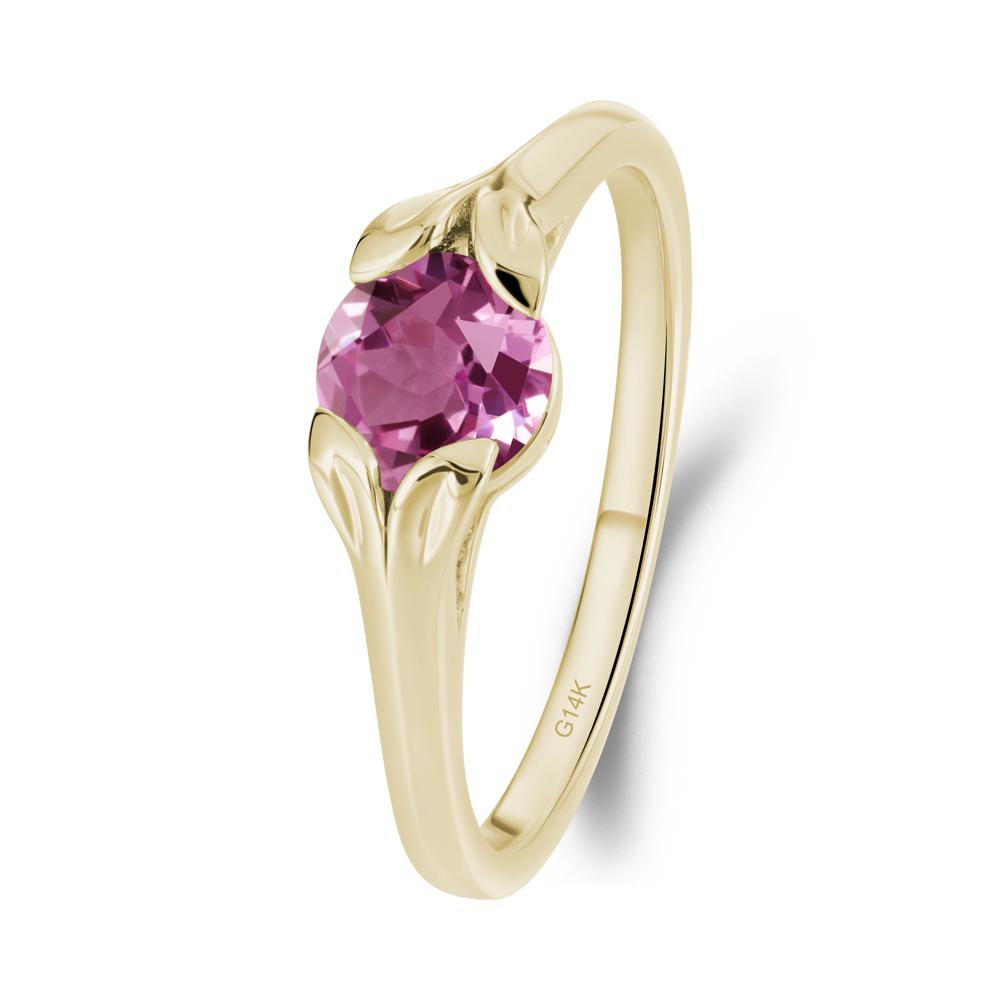 Leaf Inspired Pink Sapphire Engagement Ring - LUO Jewelry #metal_14k yellow gold
