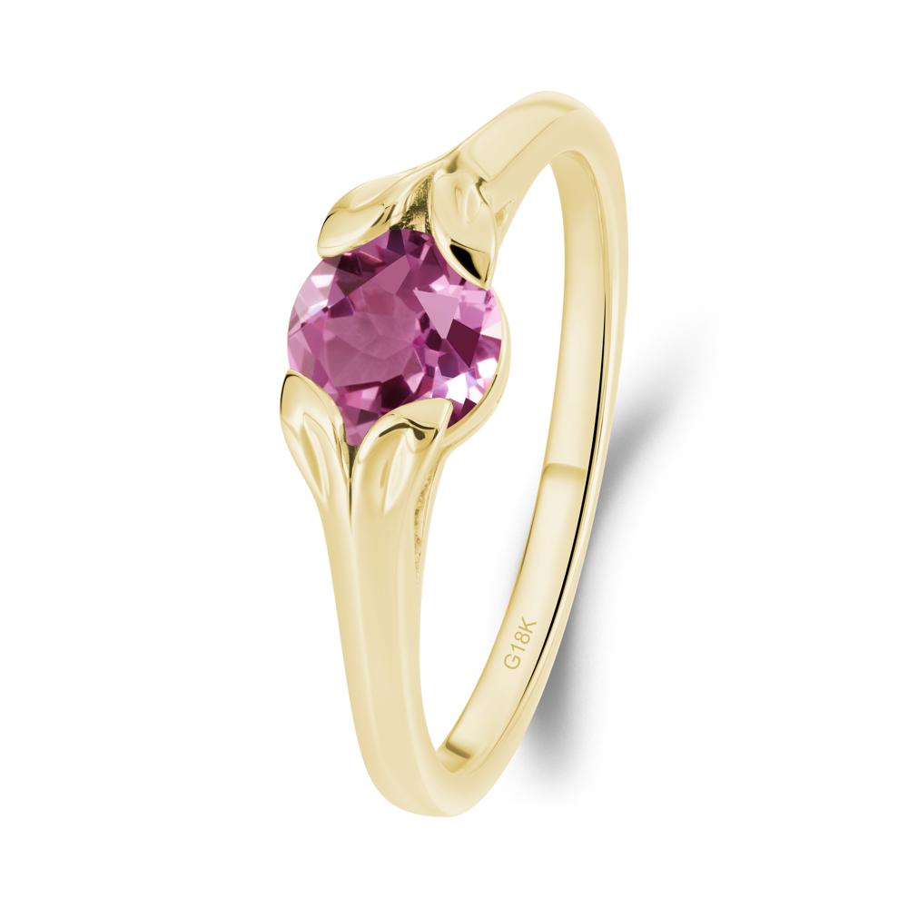 Leaf Inspired Pink Sapphire Engagement Ring - LUO Jewelry #metal_18k yellow gold