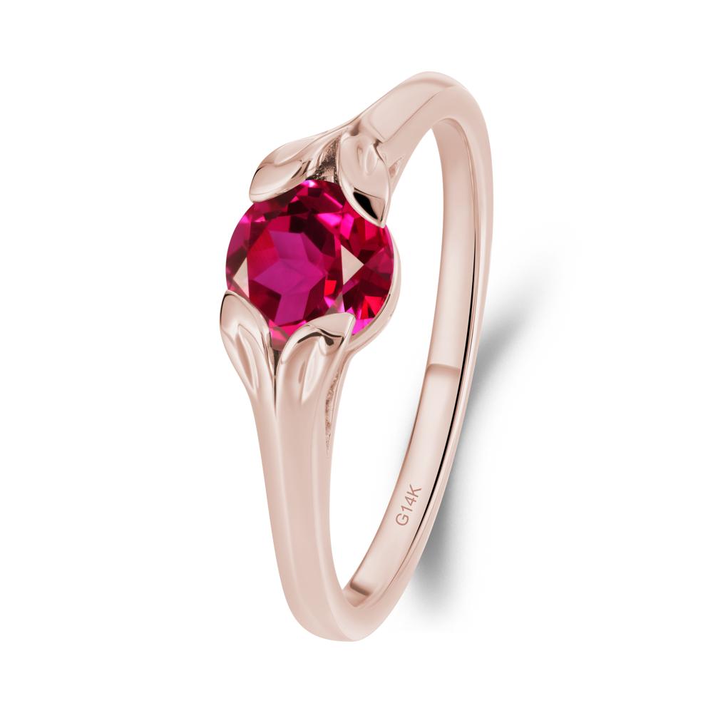 Round Ruby Leaf Ring - LUO Jewelry #metal_14k rose gold