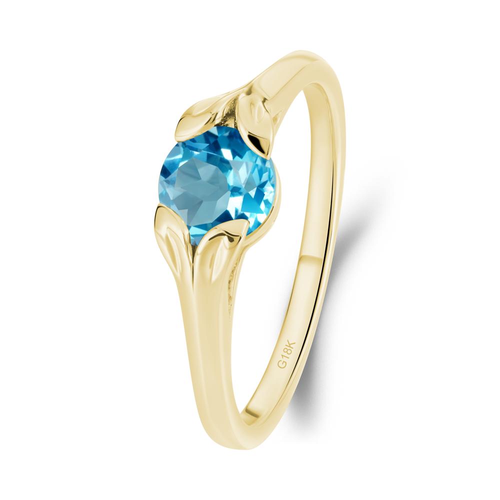 Leaf Inspired Swiss Blue Topaz Engagement Ring - LUO Jewelry #metal_18k yellow gold