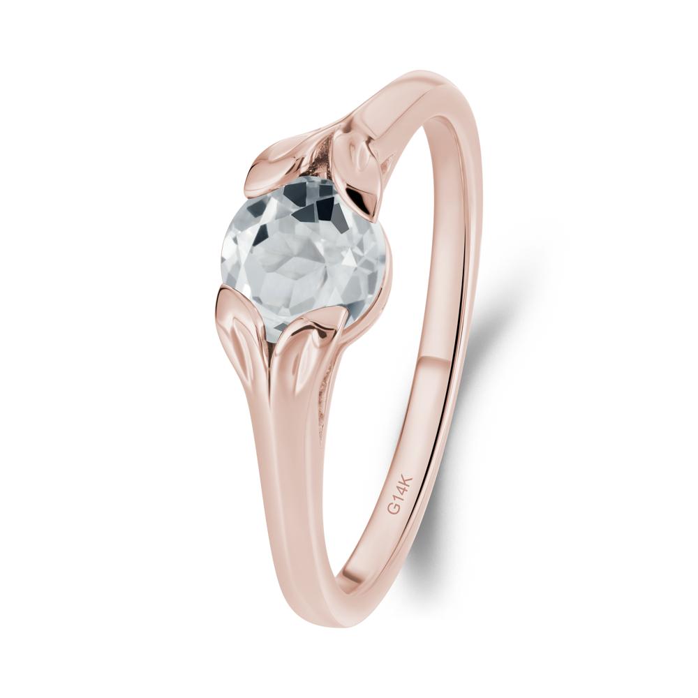 Leaf Inspired White Topaz Engagement Ring - LUO Jewelry #metal_14k rose gold