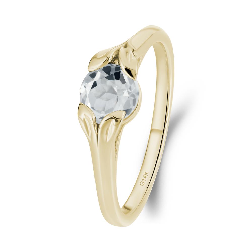Leaf Inspired White Topaz Engagement Ring - LUO Jewelry #metal_14k yellow gold