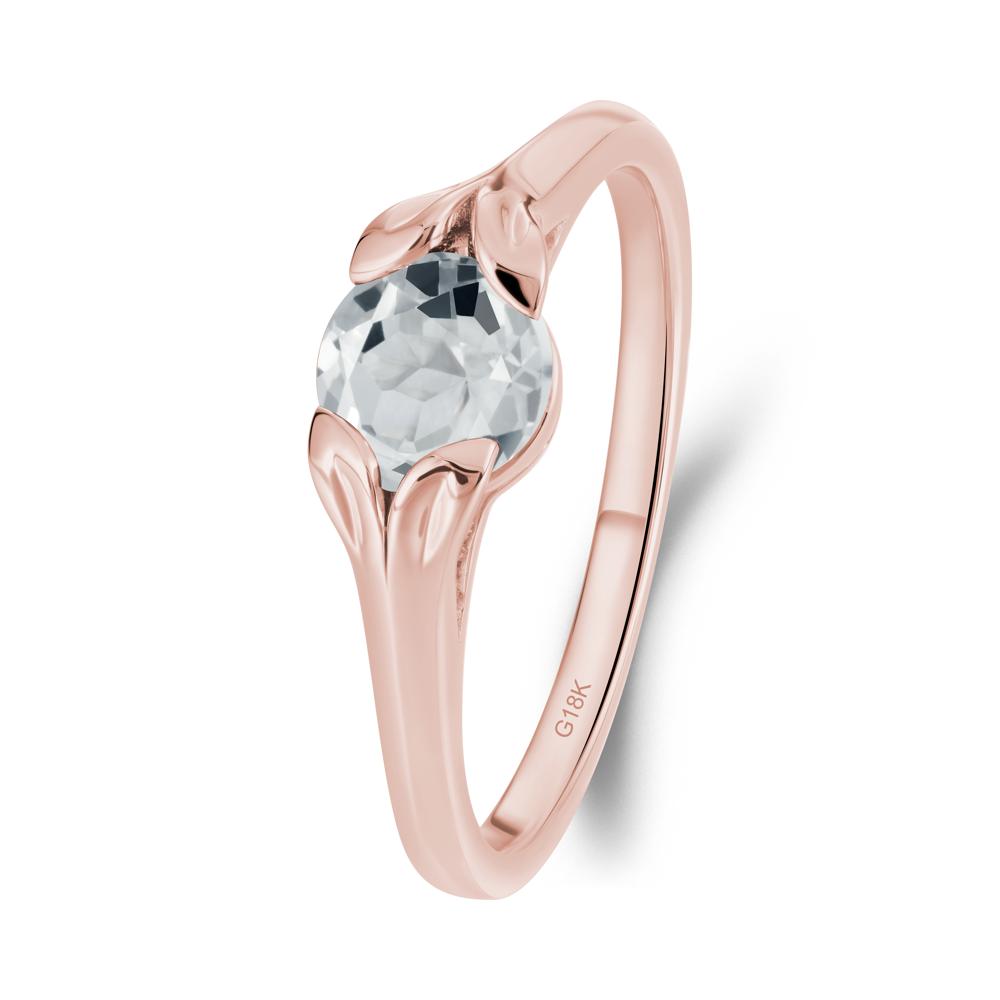 Leaf Inspired White Topaz Engagement Ring - LUO Jewelry #metal_18k rose gold