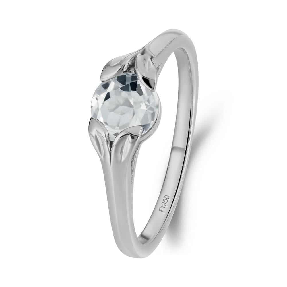 Leaf Inspired White Topaz Engagement Ring - LUO Jewelry #metal_platinum