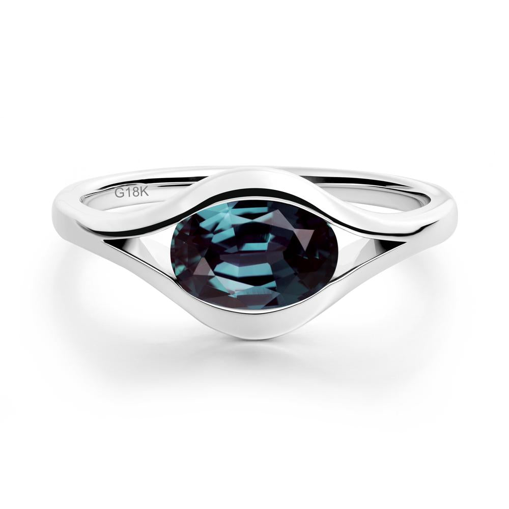 Minimalist Bezel Set Alexandrite Ring - LUO Jewelry #metal_18k white gold