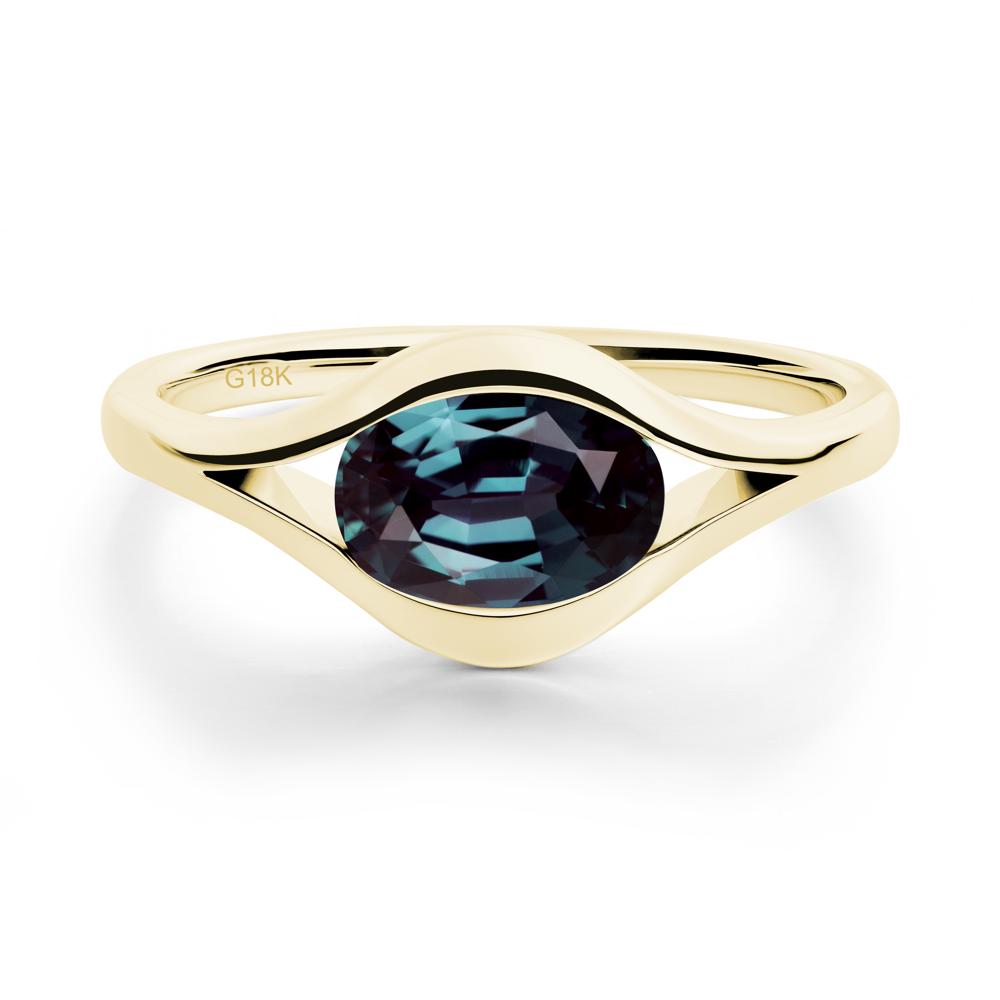 Minimalist Bezel Set Alexandrite Ring - LUO Jewelry #metal_18k yellow gold