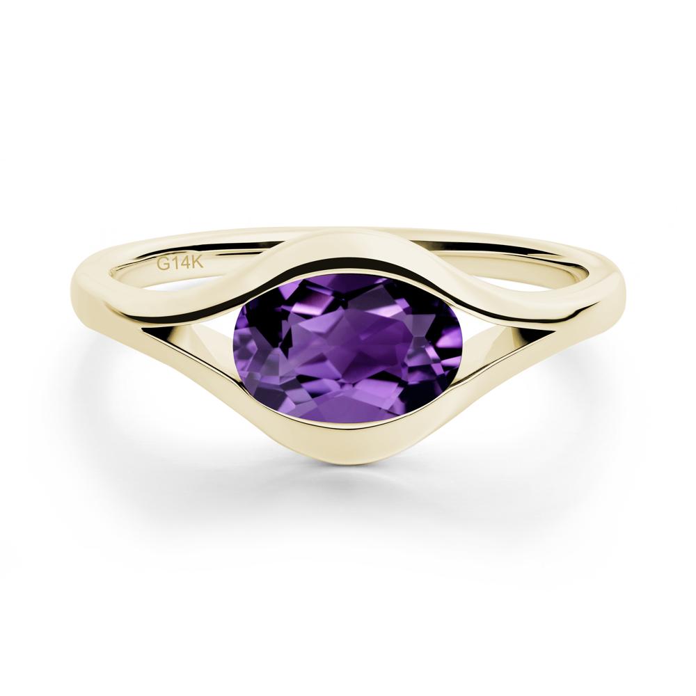 Minimalist Bezel Set Amethyst Ring - LUO Jewelry #metal_14k yellow gold