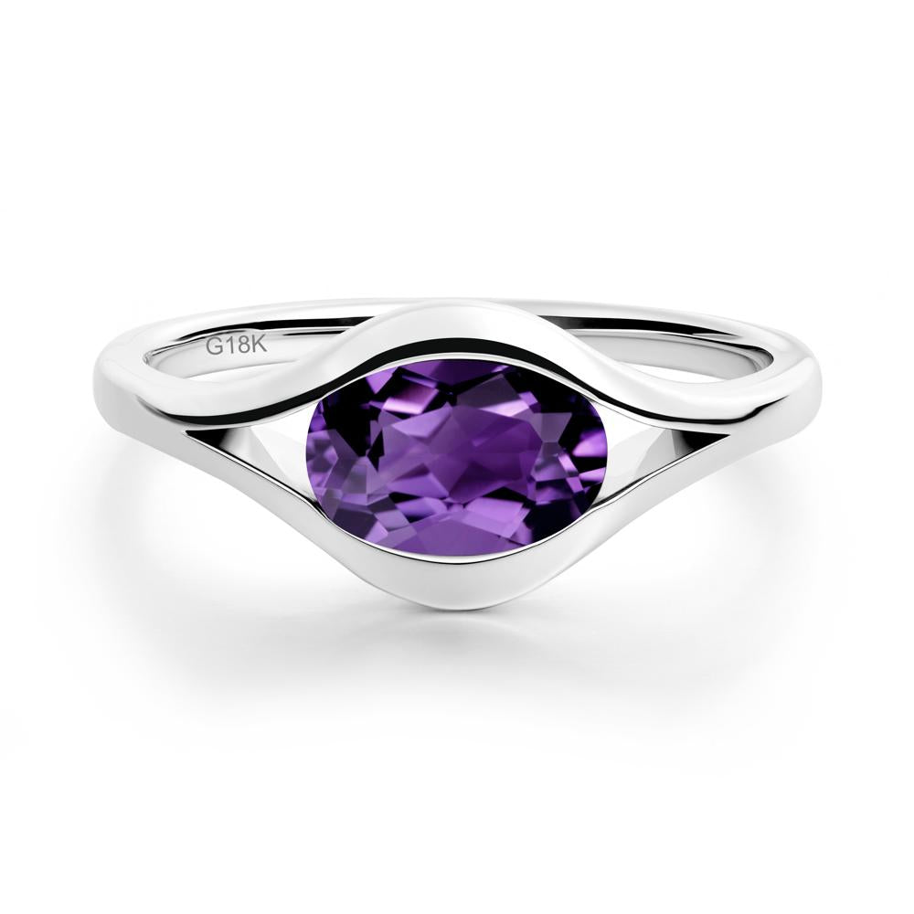 Minimalist Bezel Set Amethyst Ring - LUO Jewelry #metal_18k white gold