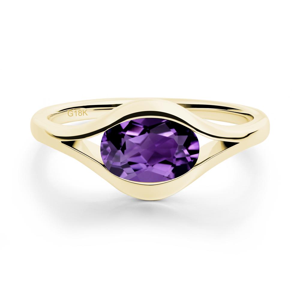Minimalist Bezel Set Amethyst Ring - LUO Jewelry #metal_18k yellow gold
