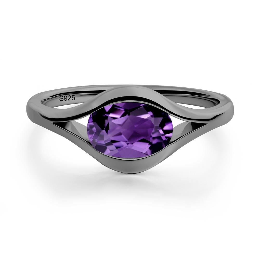Minimalist Bezel Set Amethyst Ring - LUO Jewelry #metal_black finish sterling silver