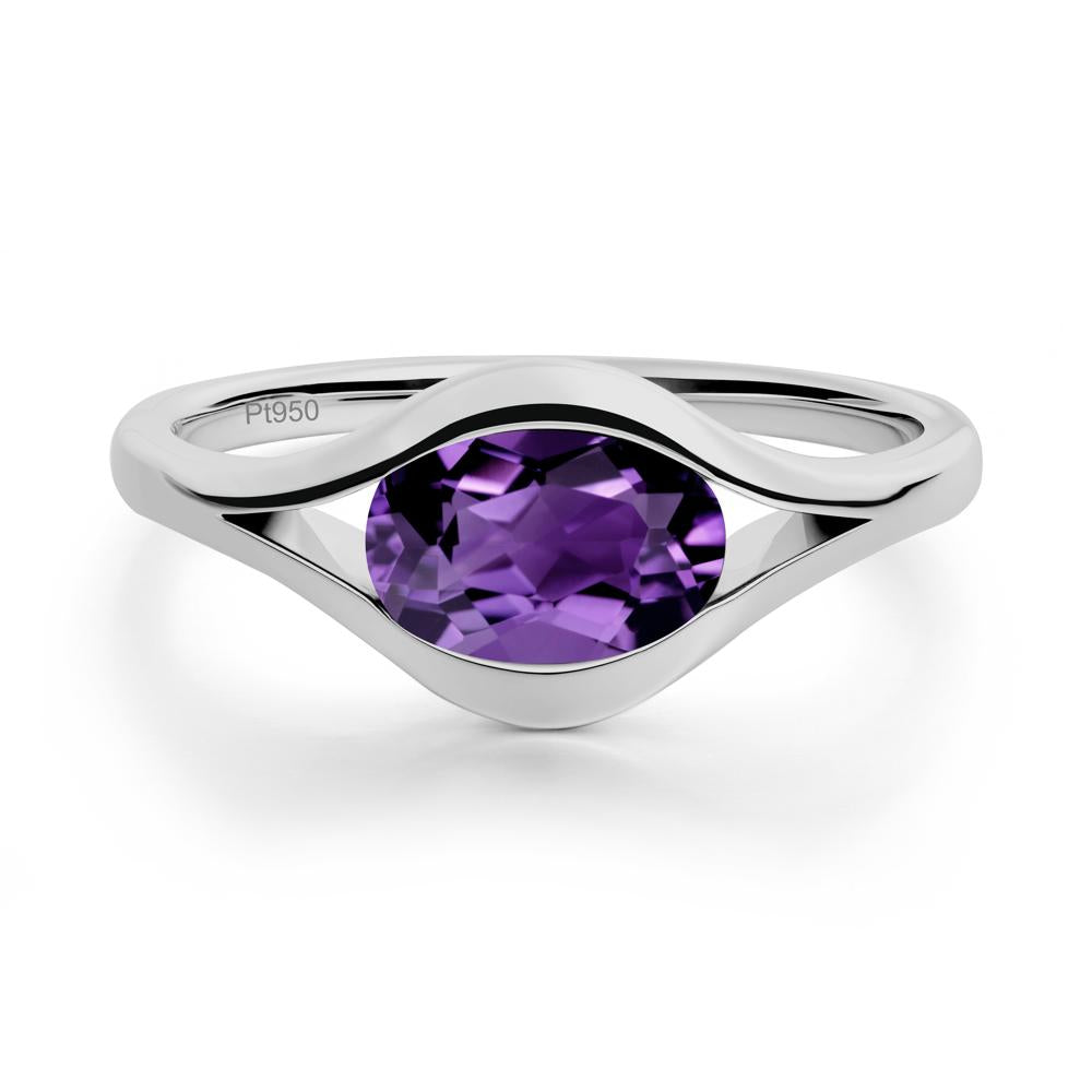 Minimalist Bezel Set Amethyst Ring - LUO Jewelry #metal_platinum